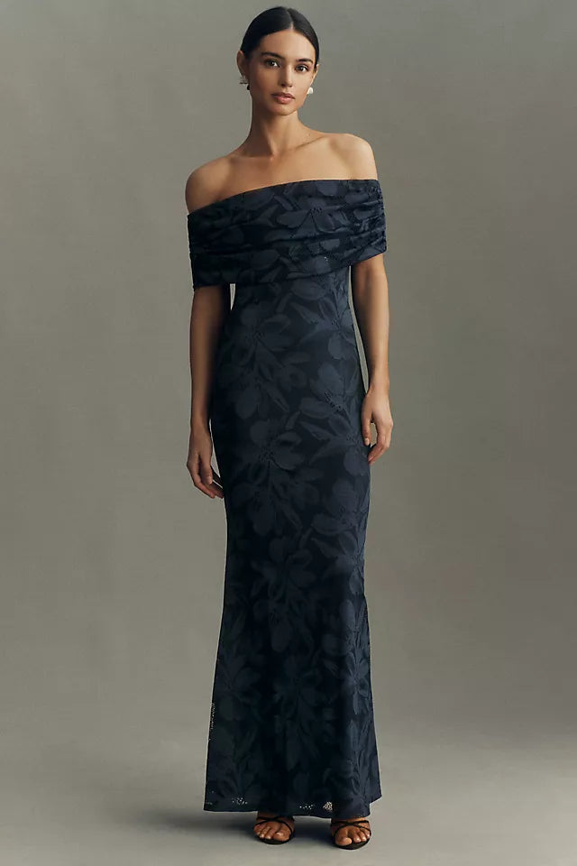 Elegant Sheath Off-the-Shoulder Sleeveless Zipper Back Floor-Length Prom Dresses