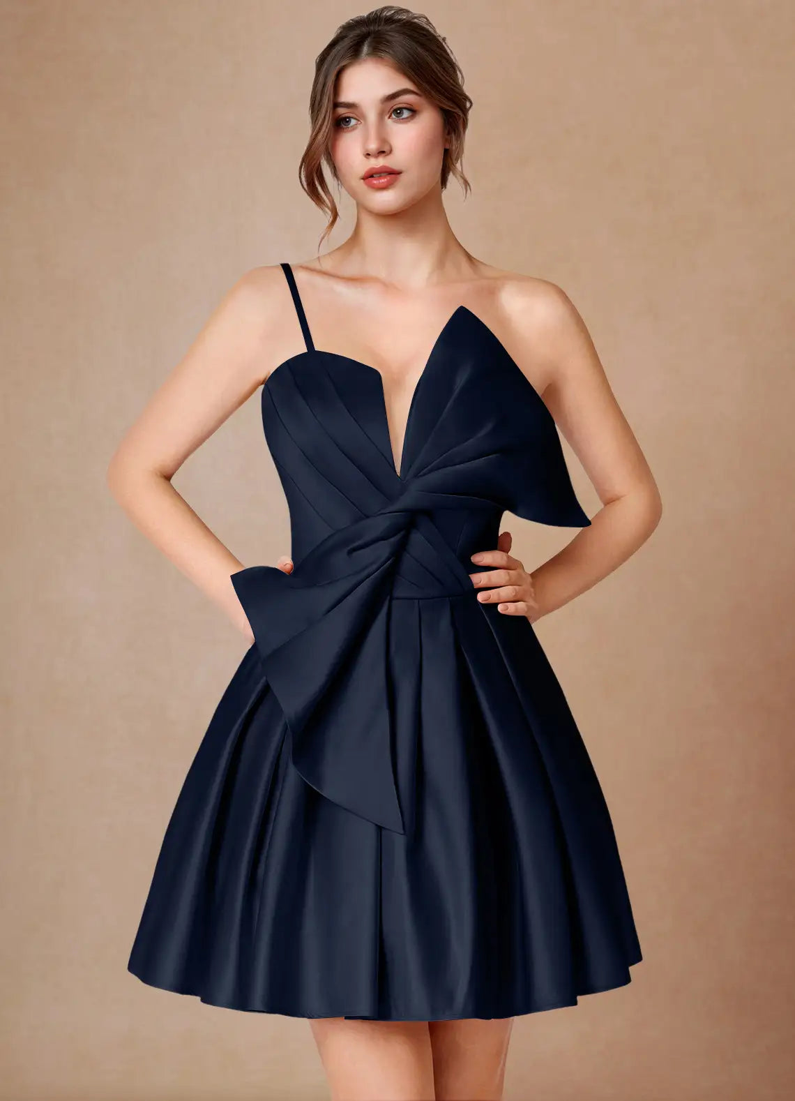 Chic Fit-and-Flare Sweetheart Asymmetrical-Strap Zip Back Short Homecoming Dresses