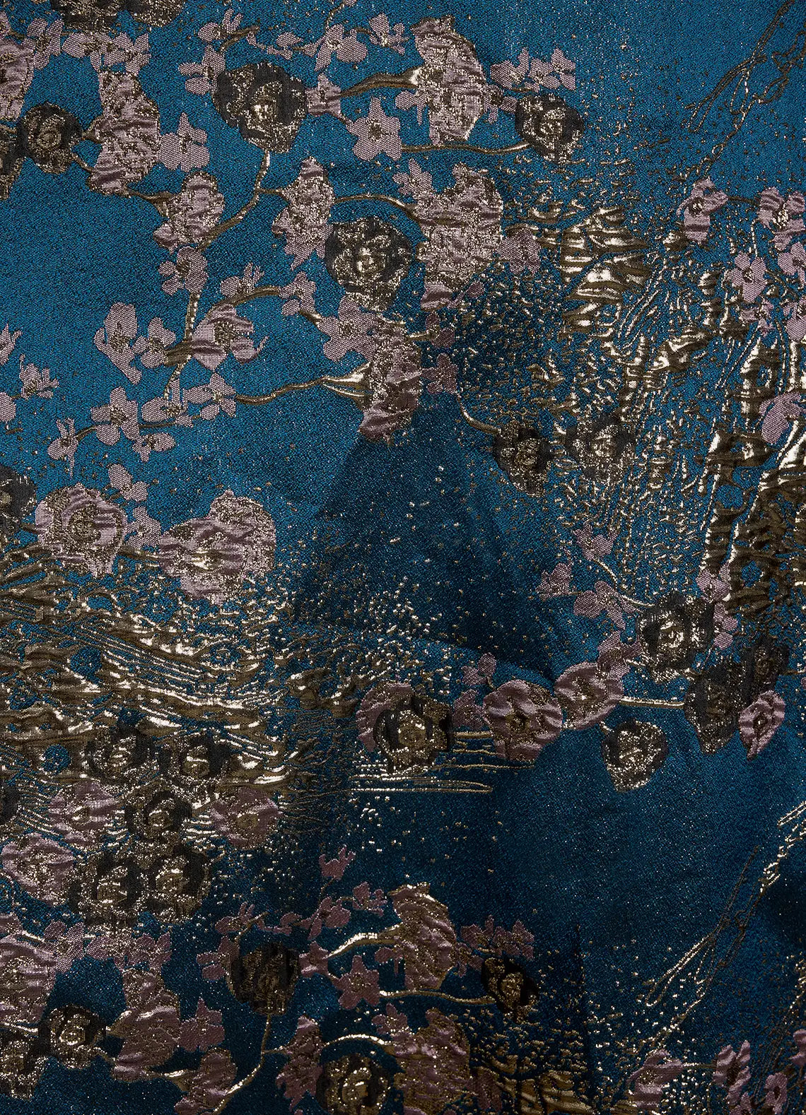 Elegant A-Line V-Neck Sleeveless Floral-Jacquard Pleated Tea-Length Back Zip Mother of the Bride Dress