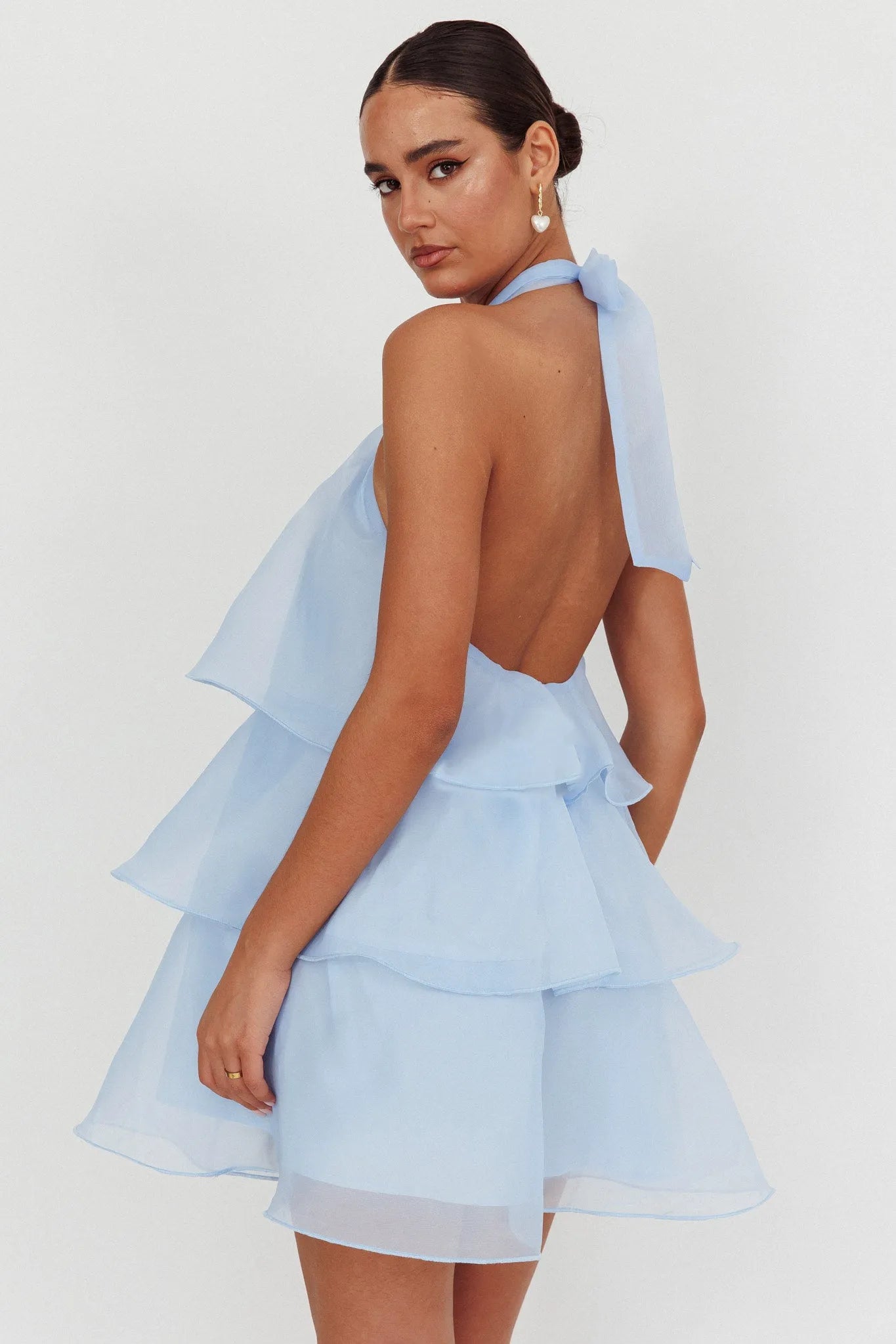 Airy A-Line Halter Sleeveless Tie-Back Mini Homecoming Dresses
