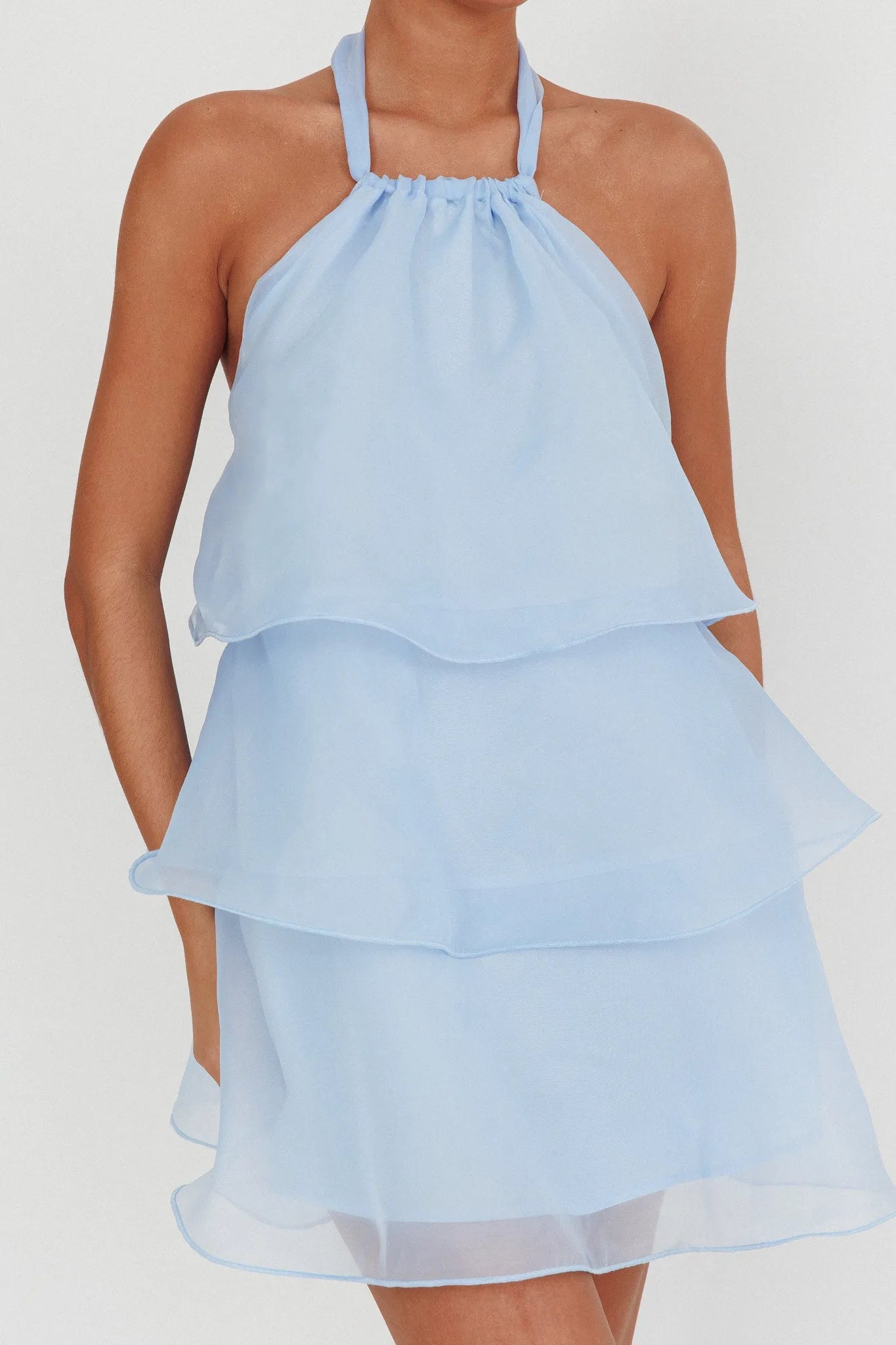 Airy A-Line Halter Sleeveless Tie-Back Mini Homecoming Dresses