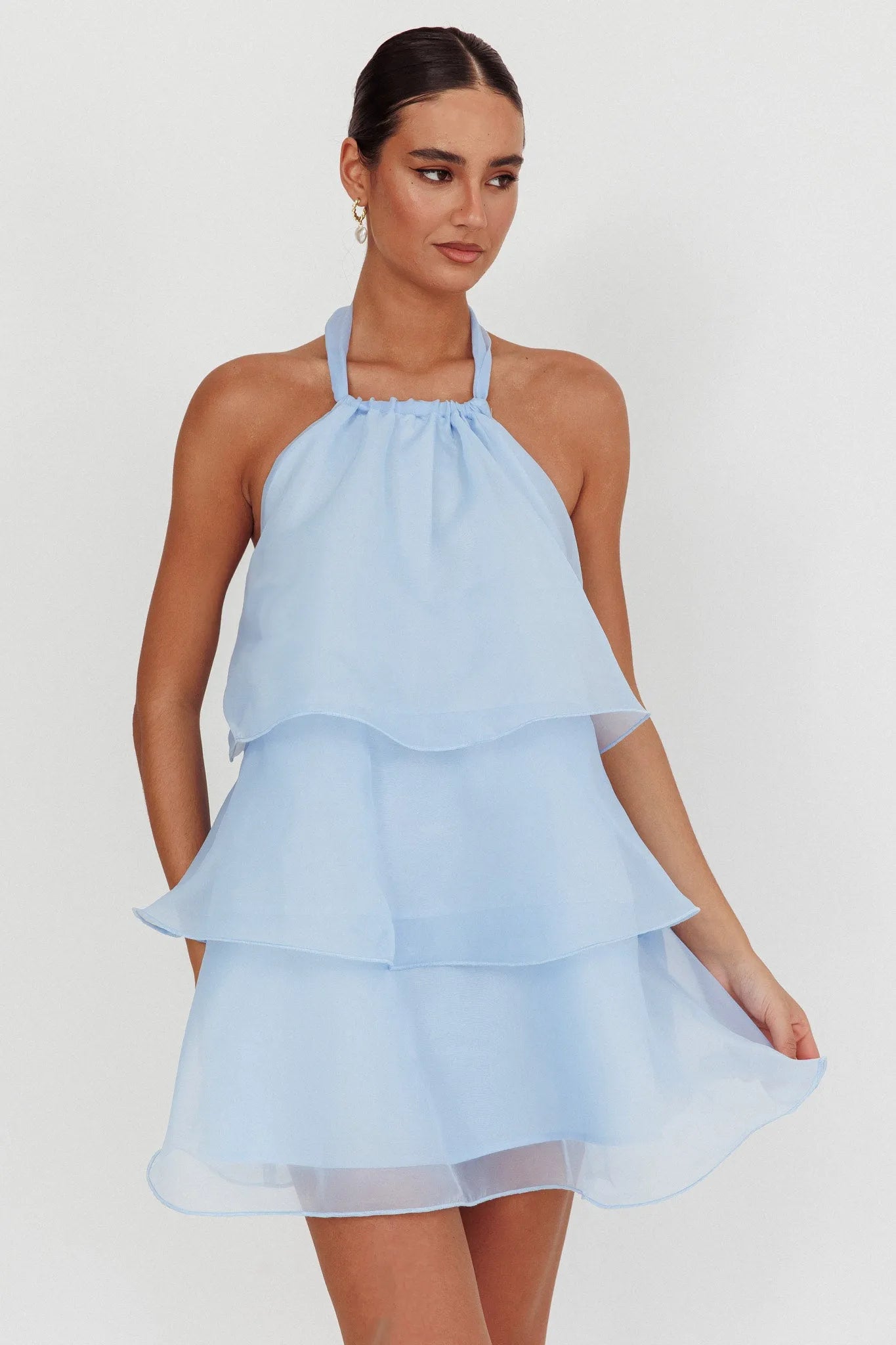Airy A-Line Halter Sleeveless Tie-Back Mini Homecoming Dresses