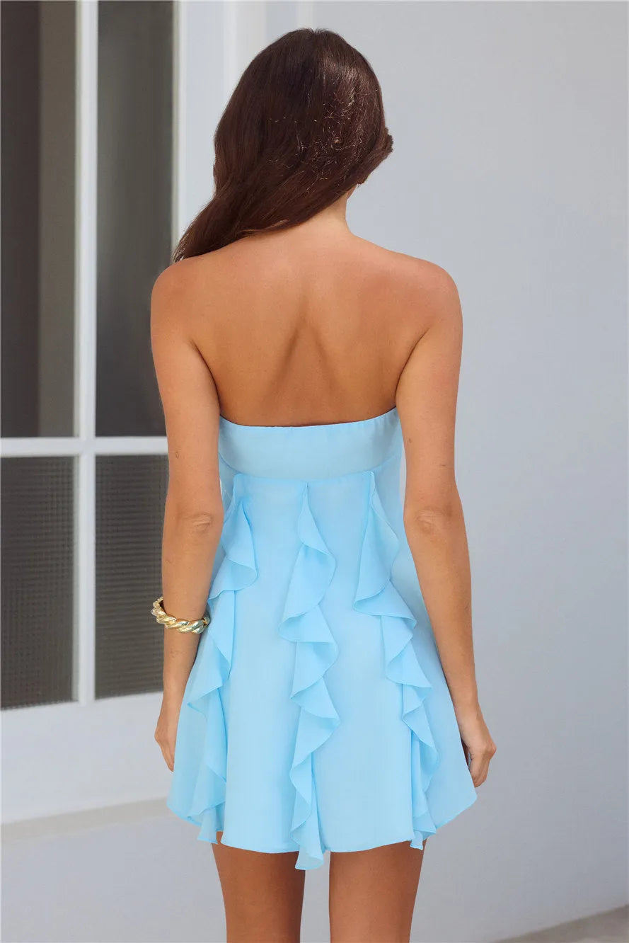 Airy A-Line Sweetheart Strapless Open-Back Mini Homecoming Dresses