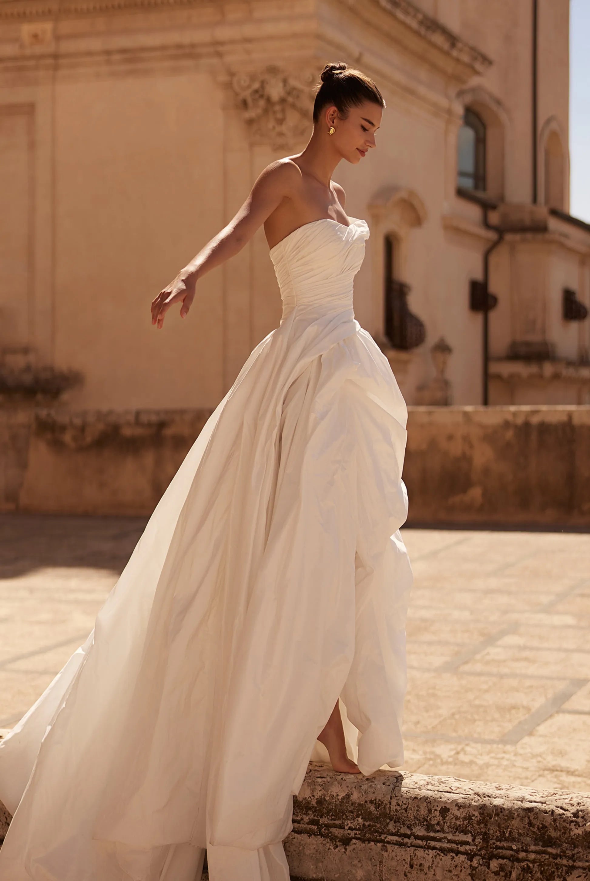 Bold Ball Gown Asymmetrical Strapless Zipper Back Floor-Length Wedding Dresses