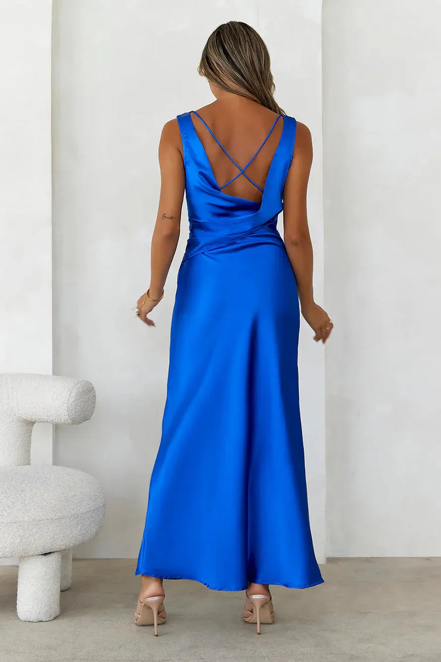 Bold Mermaid V-Neck Spaghetti-Strap Cross-Back Floor-Length Prom Dresses