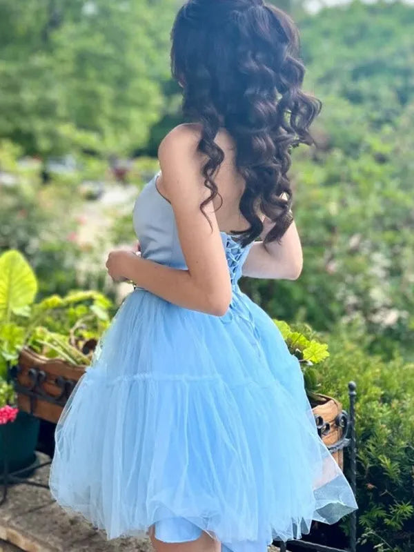 Charming Fit-and-Flare Sweetheart Neck Sleeveless Beaded Trim Mini Homecoming Dresses