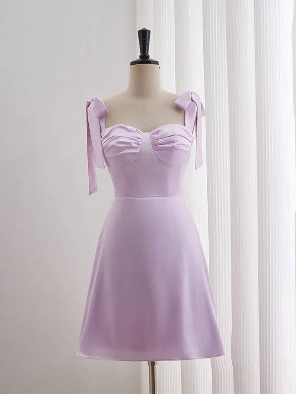 Charming Fit-and-Flare Sweetheart Tie-Strap Zip Back Short Homecoming Dresses