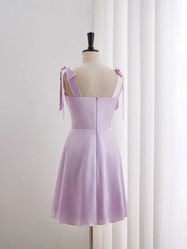 Charming Fit-and-Flare Sweetheart Tie-Strap Zip Back Short Homecoming Dresses