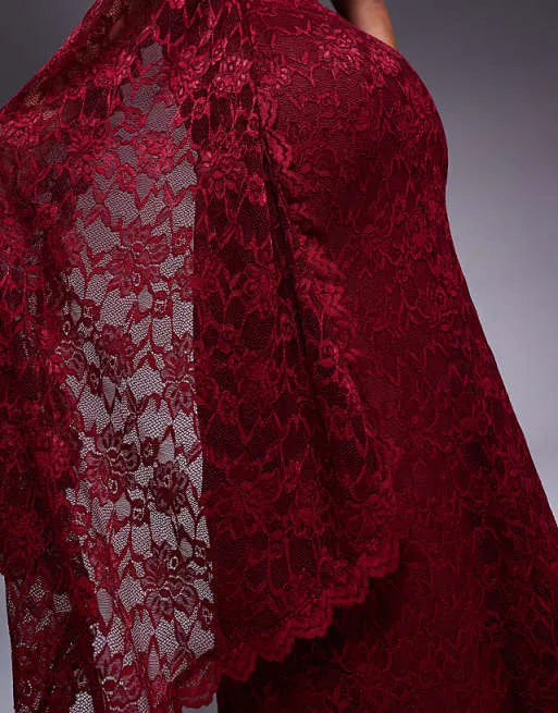 Charming Mermaid One-Shoulder Drape sleeve Lace-Embellished Back Zip Floor-Length Prom Dresses ﻿