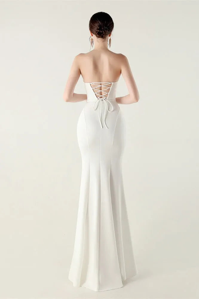 Charming Mermaid Sweetheart Strapless Lace-Up Back Floor-Length Formal Dresses