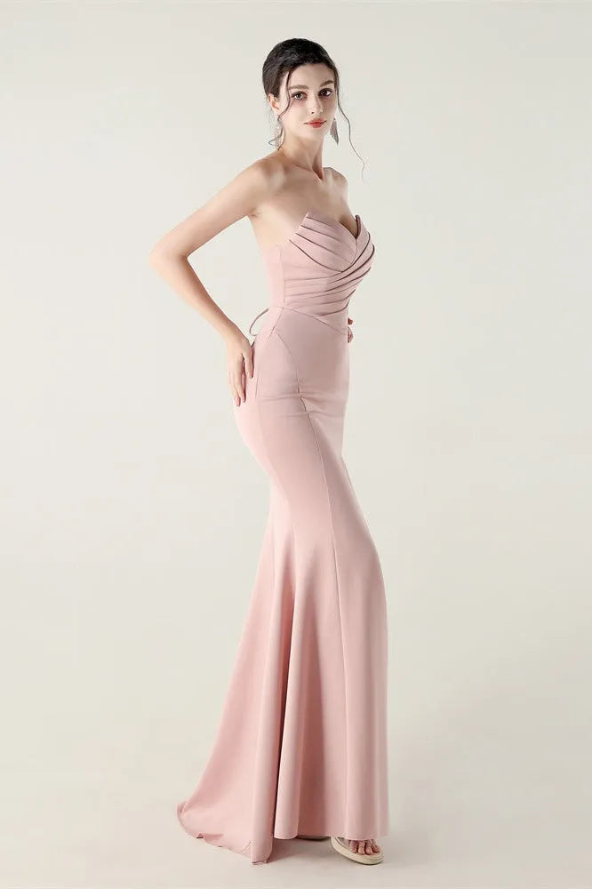 Charming Mermaid Sweetheart Strapless Lace-Up Back Floor-Length Formal Dresses