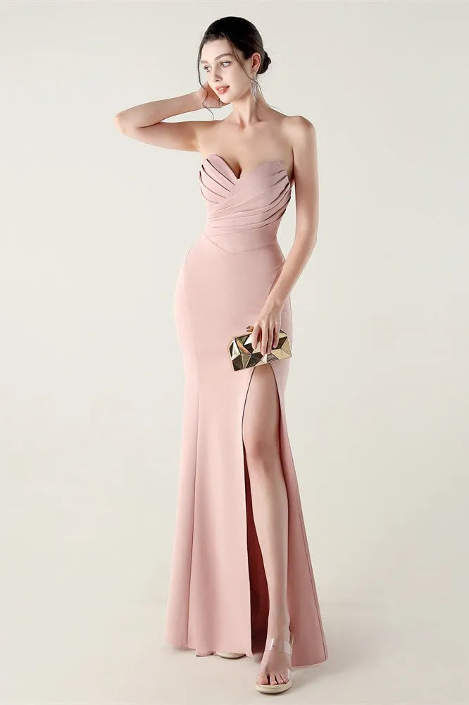 Charming Mermaid Sweetheart Strapless Lace-Up Back Floor-Length Formal Dresses