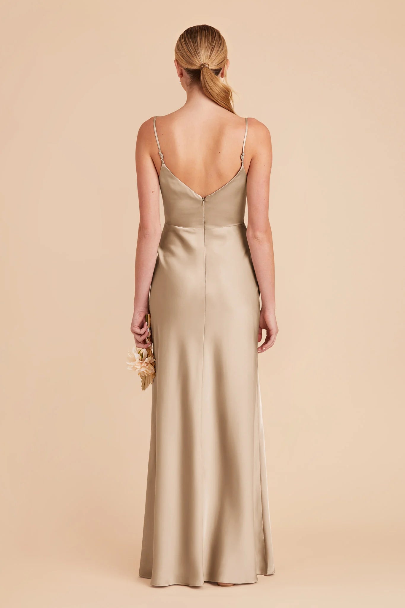 Charming Sheath V-Neck Spaghetti-Strap Open-Back Back Zip Floor-Length Prom Dresses with Side Leg Slit