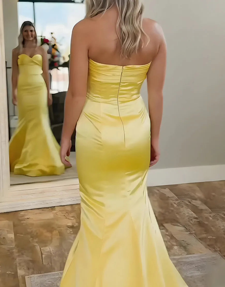 Cheerful Mermaid Sweetheart Strapless Back Zipper Floor Length Prom Gown