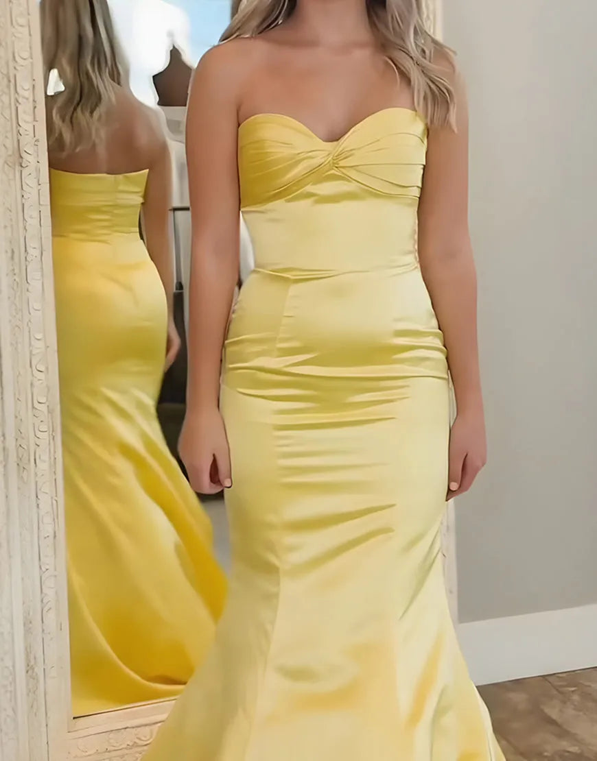 Cheerful Mermaid Sweetheart Strapless Back Zipper Floor Length Prom Gown