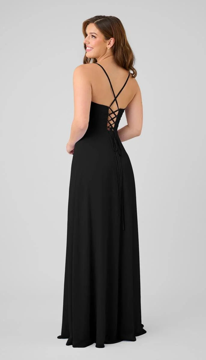 Chic A-Line Cowl Neck Spaghetti-Strap Lace-Up-Back Floor-Length Bridesmaid Dresses