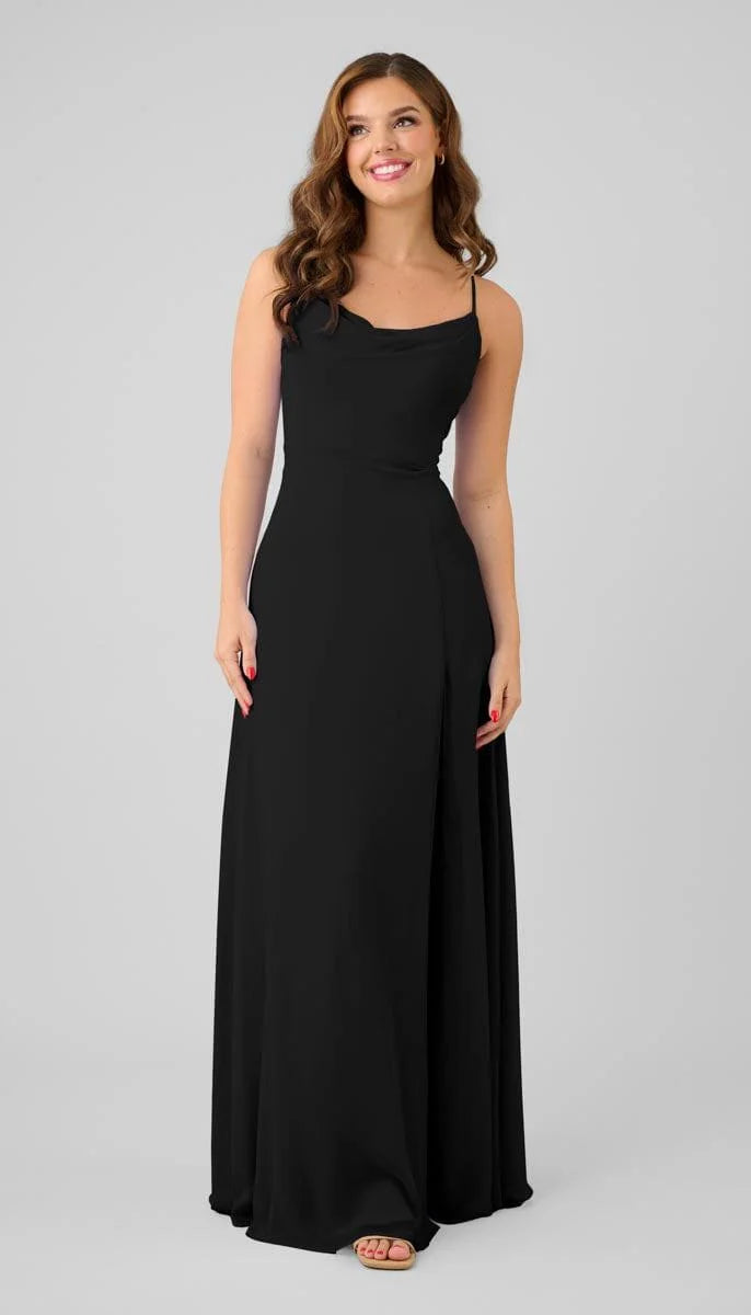 Chic A-Line Cowl Neck Spaghetti-Strap Lace-Up-Back Floor-Length Bridesmaid Dresses