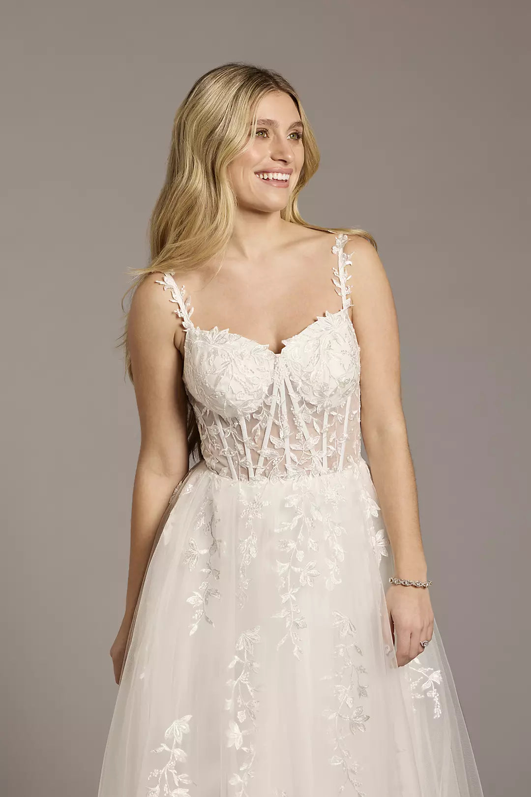 Chic A-Line Spaghetti Strap Sleeveless Lace Back Floor-Length Wedding Dresses