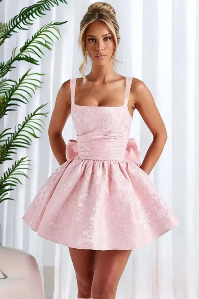 Chic Ballgown Square Neck Sleeveless Corset Back Short Homecoming Dresses