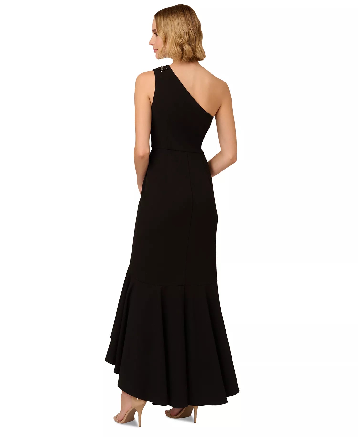Chic Black Trumpet One-Shoulder Sleeveless Zipper Back Long Evening Dresses