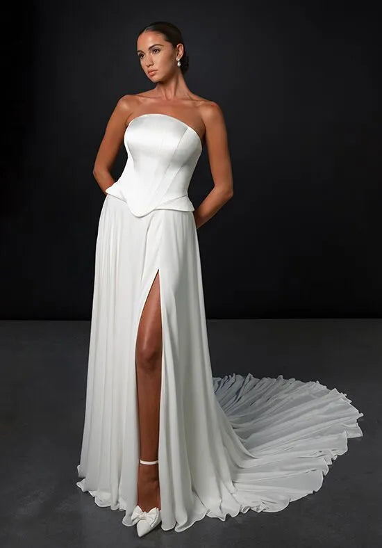 Chic Column Gown Halter Neck Lace-Up Back Train Wedding Dresses