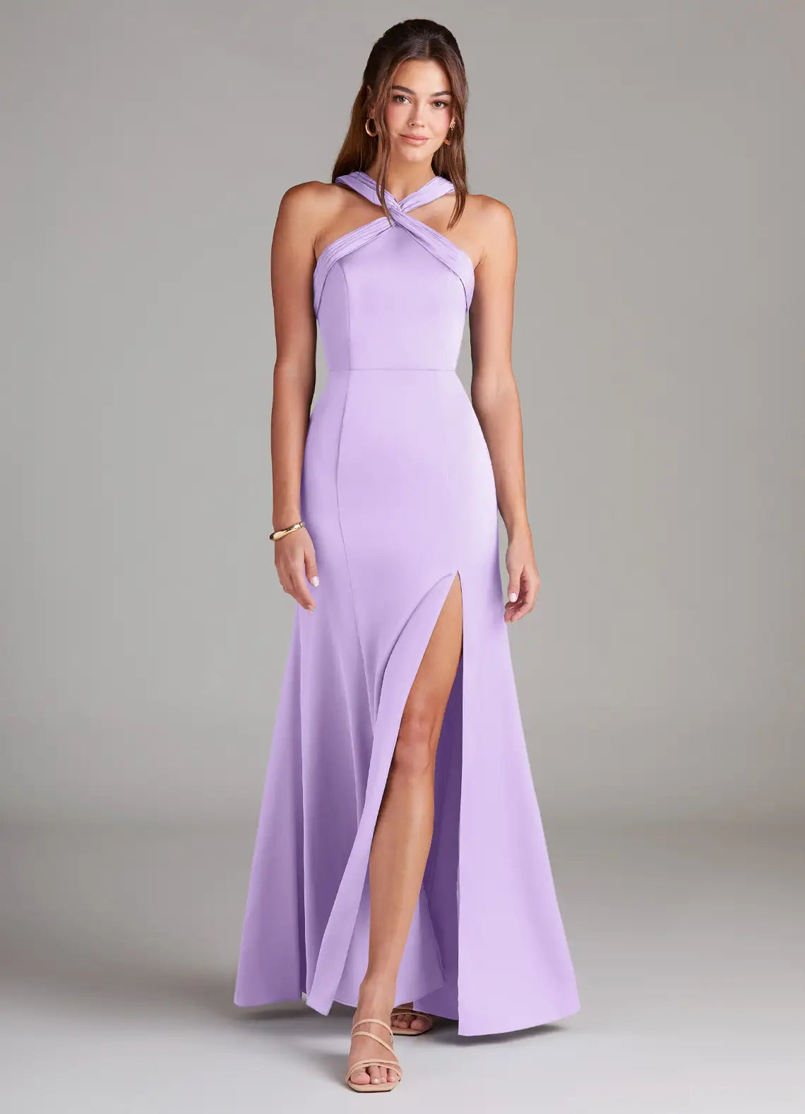 Chic Mermaid Halter Criss-Cross Sleeveless Open-Back Floor-Length Bridesmaid Dresses