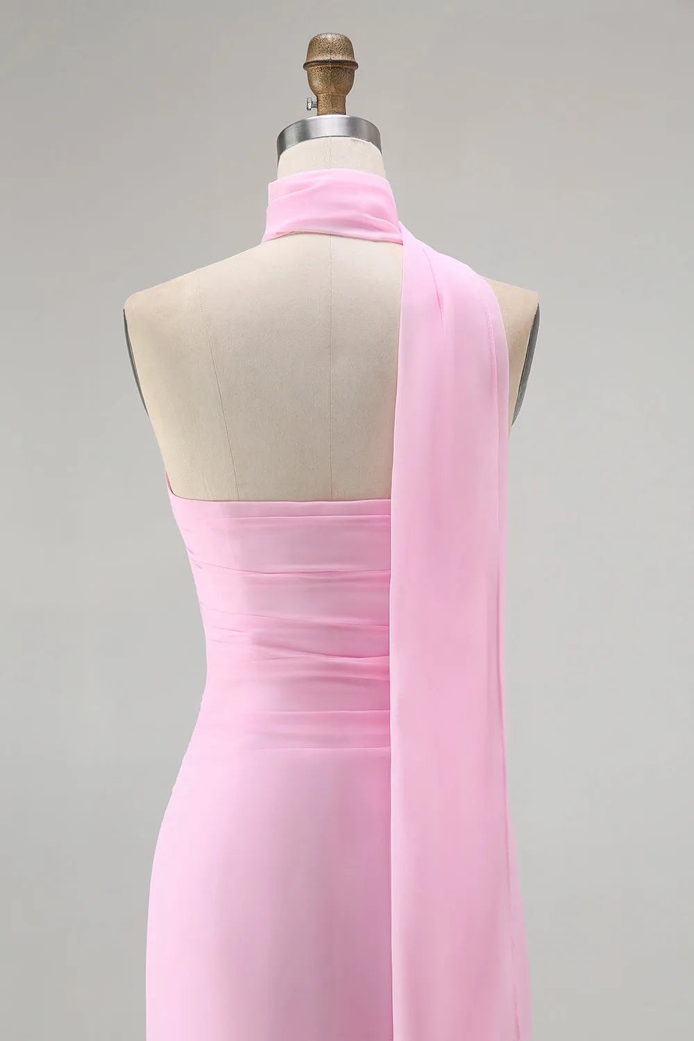 Chic Mermaid Halter One-Shoulder Sleeveless Open-Back Floor-Length Bridesmaid Dresses