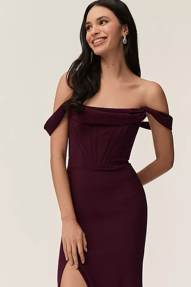 Chic Mermaid Off-the-Shoulder Sleeveless Zipper Back Floor-Length Prom Dresses