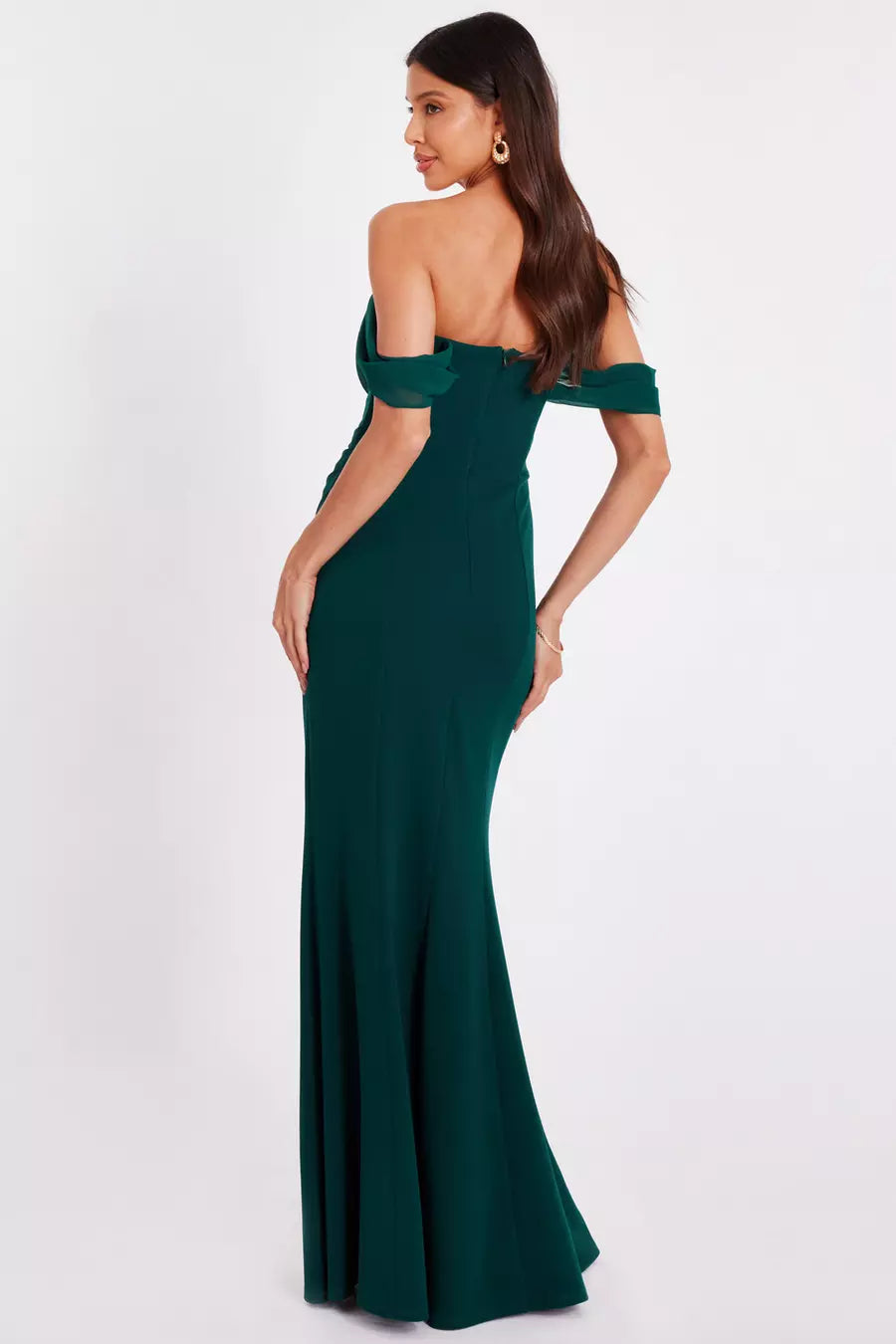 Chic Mermaid Off Shoulder Sleeveless Open Back Ruched Floor Length Formal Prom Dresses