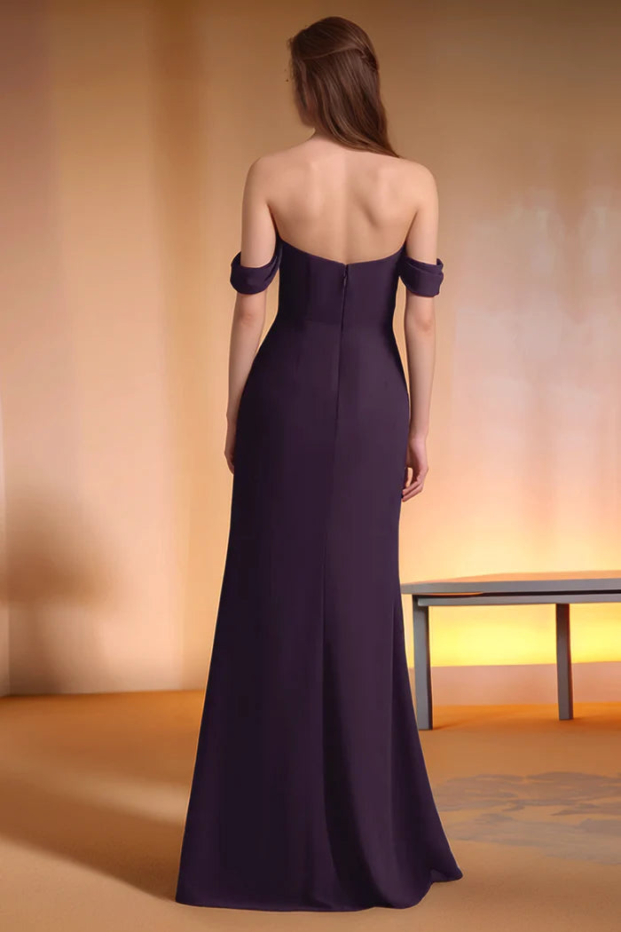 Chic Mermaid Off Shoulder Square Neck Open Back Floor Length Bridesmaid Dresses