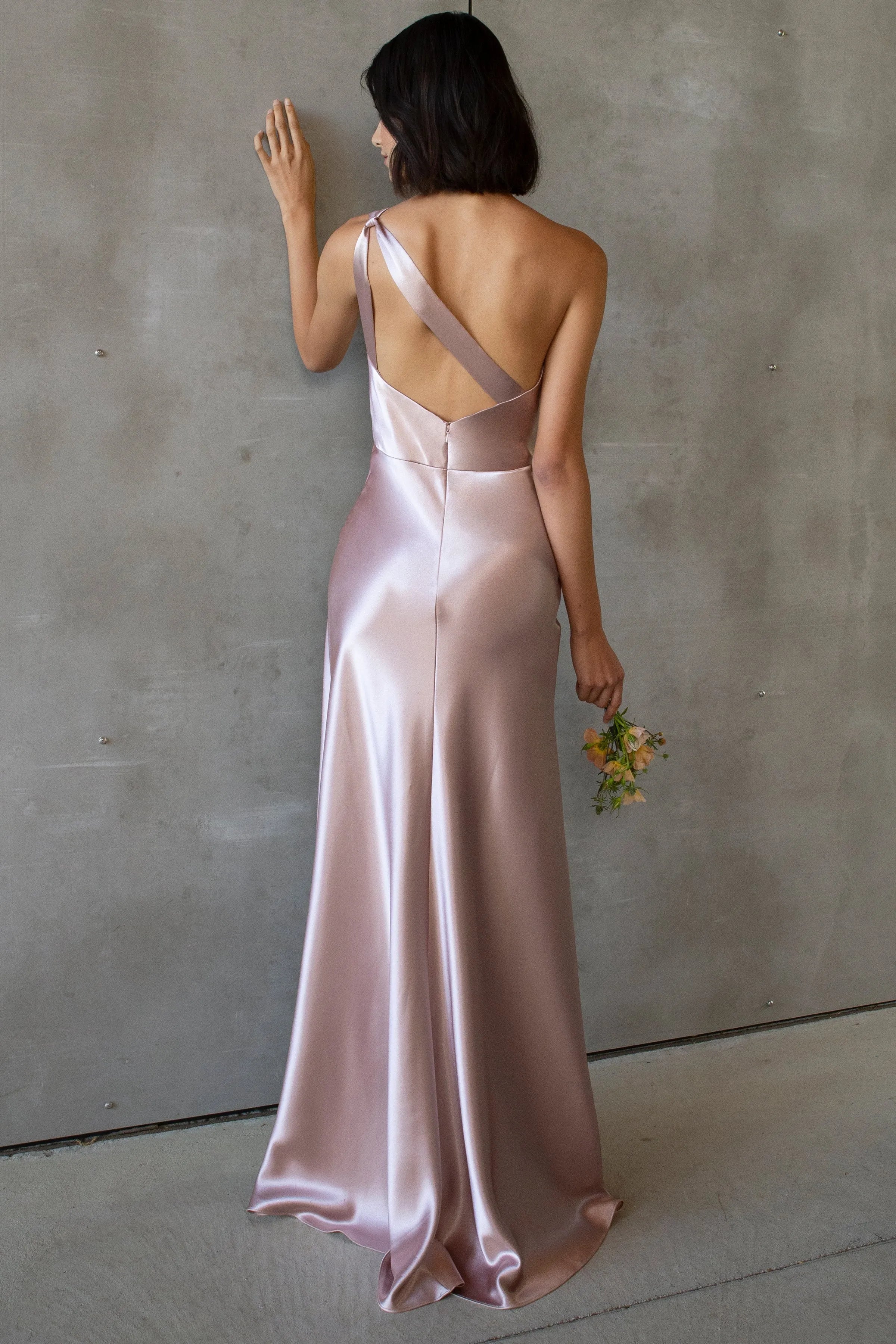 Chic Mermaid One-Shoulder Sleeveless Open-Back Floor-Length Bridesmaid Dresses