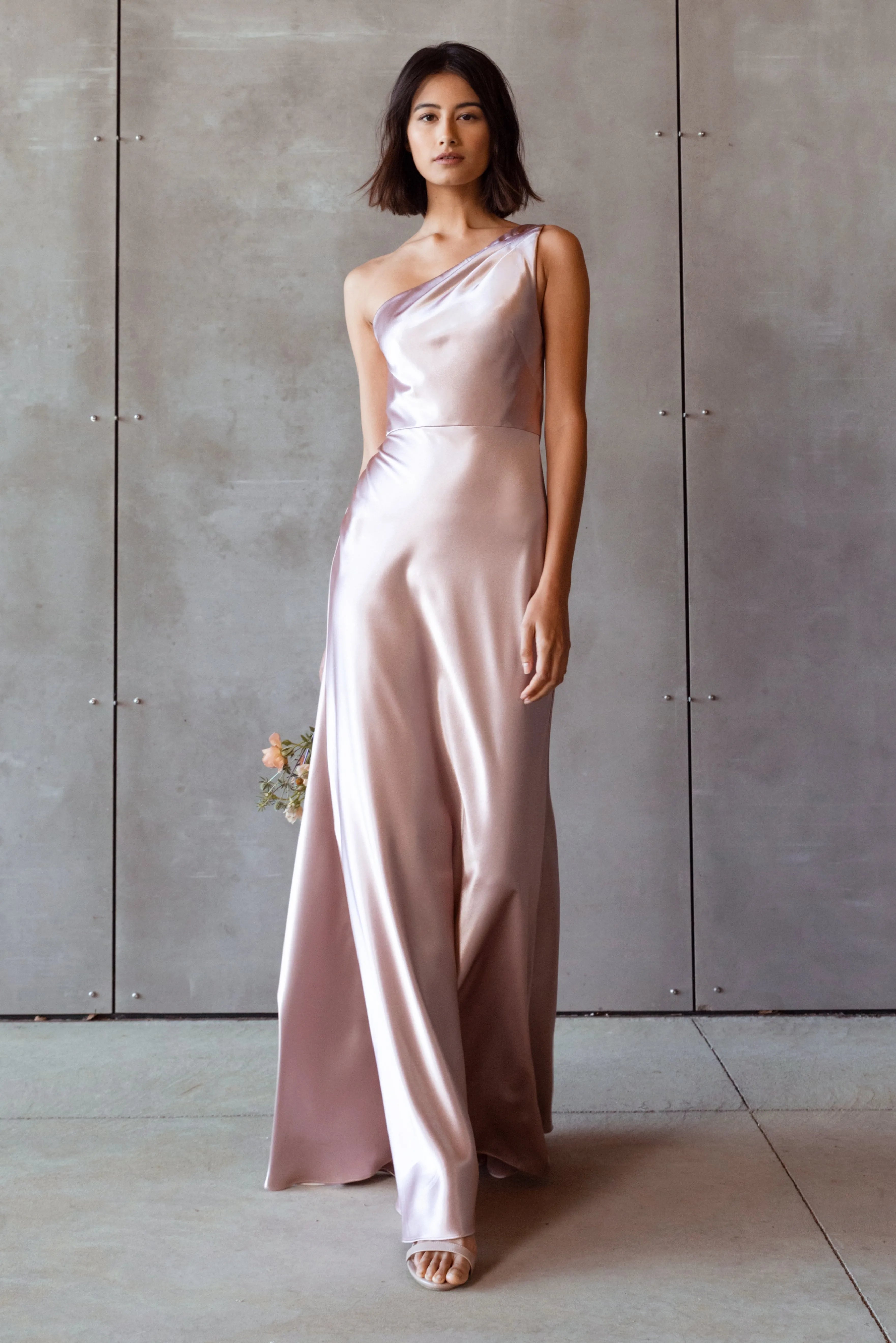 Chic Mermaid One-Shoulder Sleeveless Open-Back Floor-Length Bridesmaid Dresses