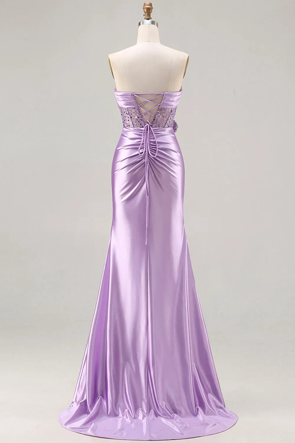 Chic Mermaid Strapless Sleeveless Lace-Up Back Floor-Length Prom Dresses