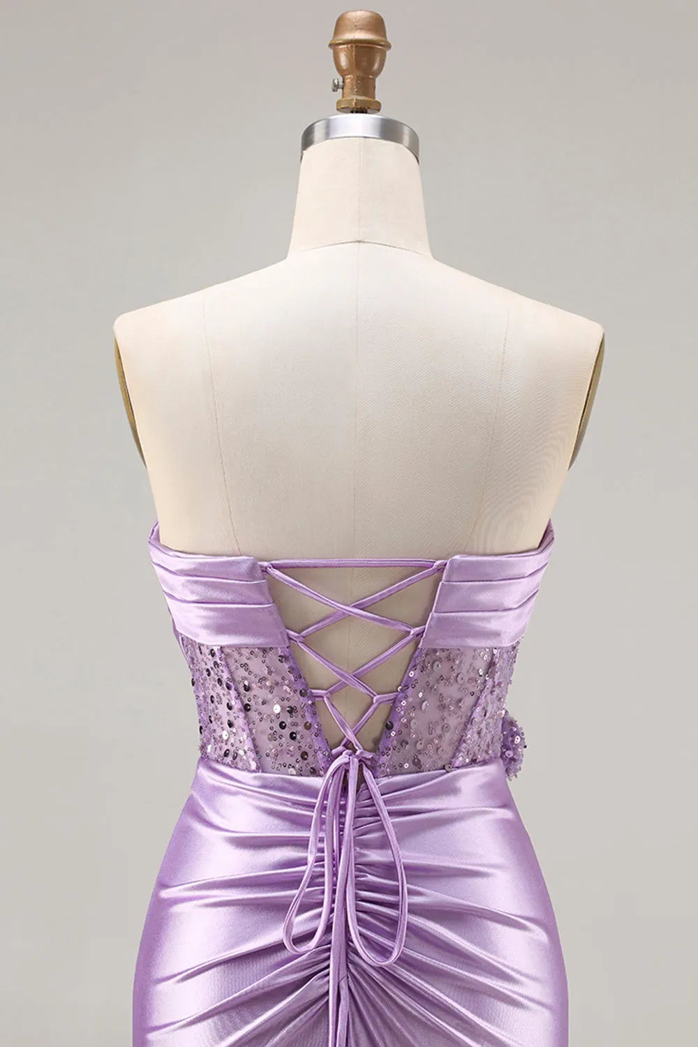 Chic Mermaid Strapless Sleeveless Lace-Up Back Floor-Length Prom Dresses
