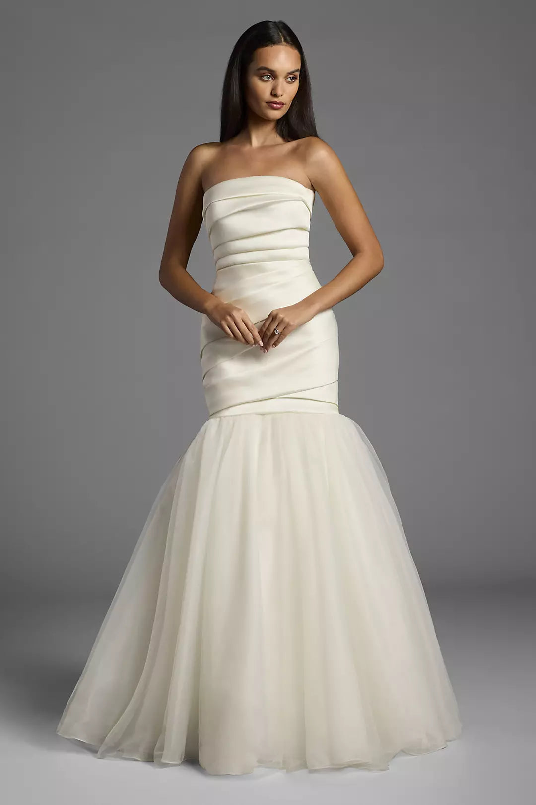 Chic Mermaid Strapless Sleeveless Zipper Back Floor-Length Wedding Dresses