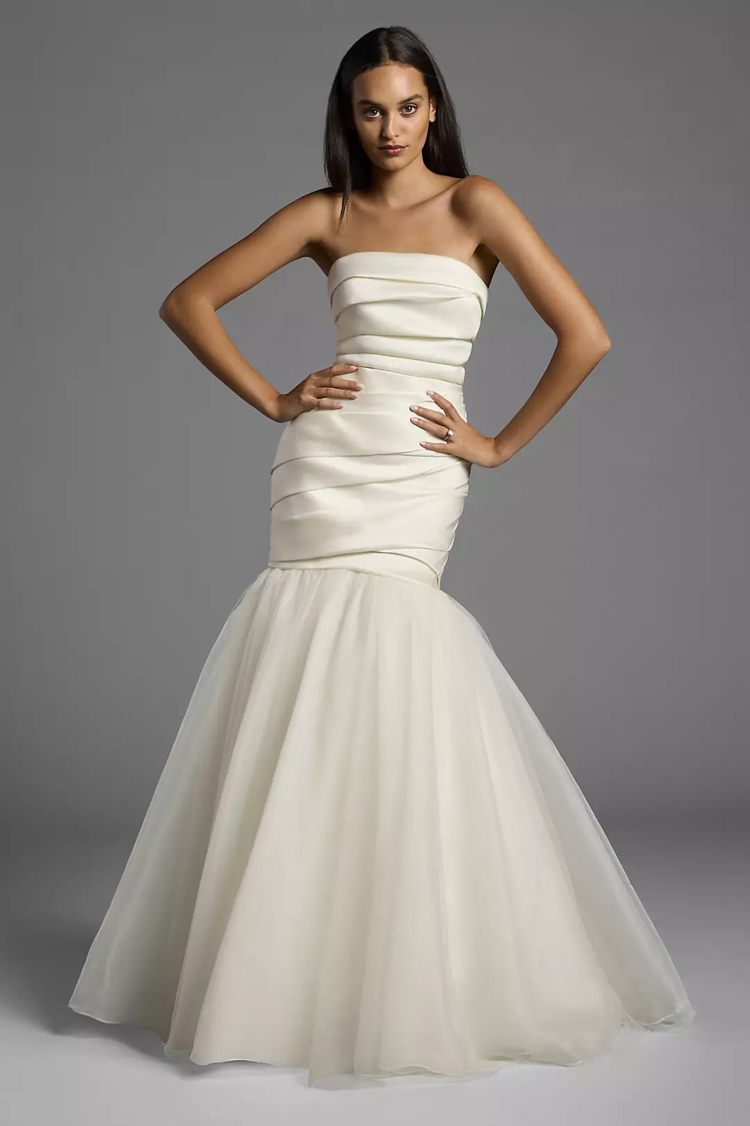 Chic Mermaid Strapless Sleeveless Zipper Back Floor-Length Wedding Dresses
