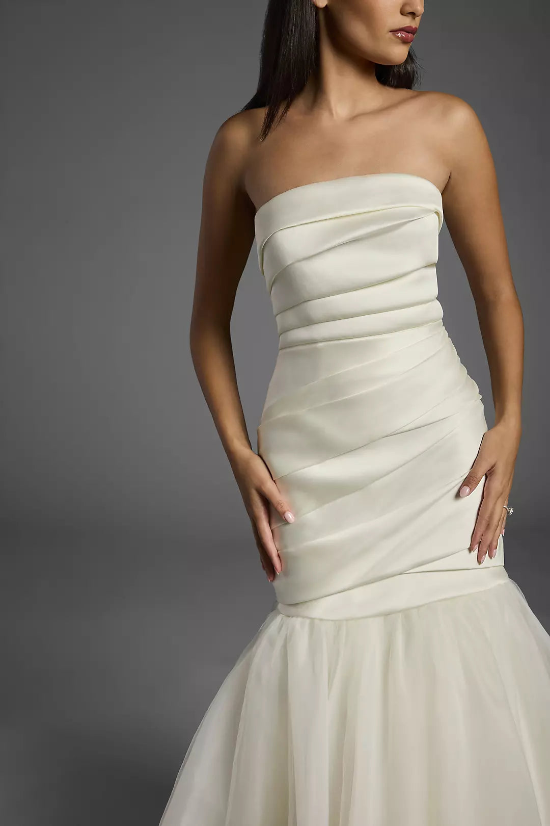 Chic Mermaid Strapless Sleeveless Zipper Back Floor-Length Wedding Dresses