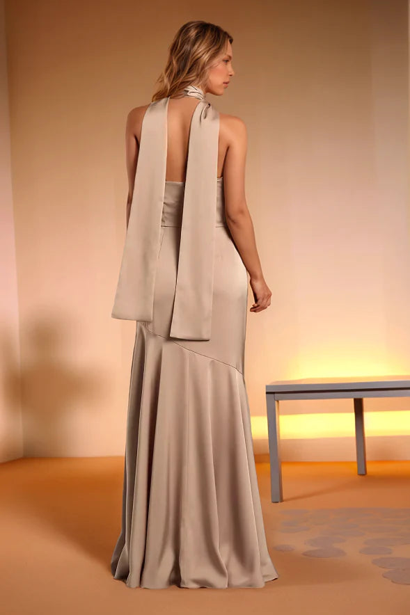 Chic Mermaid Strapless Tie Strap Open Back Floor Length Bridesmaid Dresses