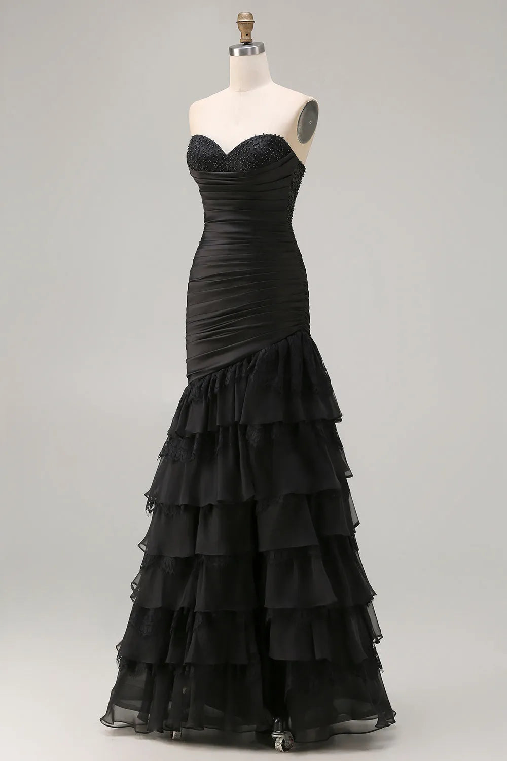 Chic Mermaid Sweetheart Neck Sleeveless Lace-Up Back Floor-Length Prom Dresses
