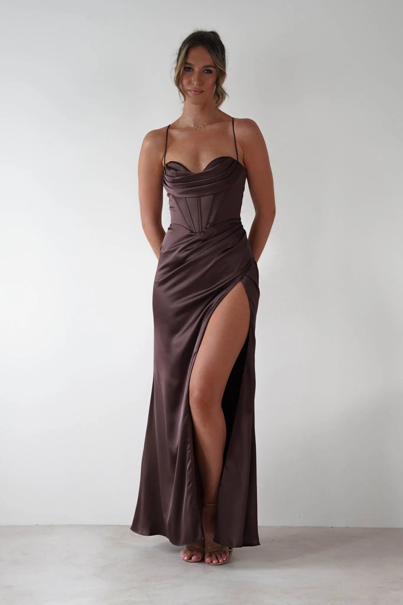 Chic Mermaid Sweetheart Spaghetti-Strap Lace-Up-Back Floor-Length Formal Prom Dresses