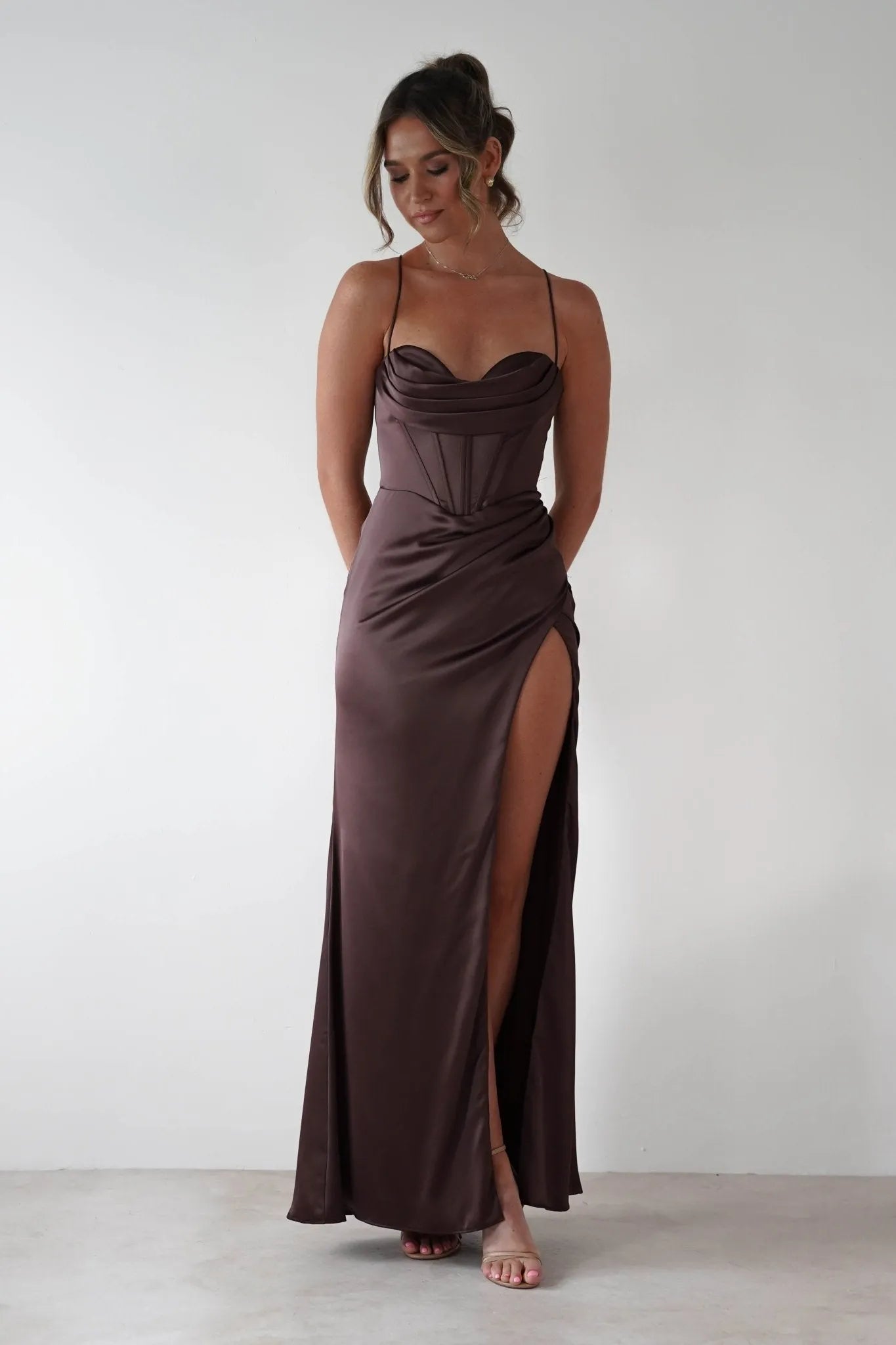 Chic Mermaid Sweetheart Spaghetti-Strap Lace-Up-Back Floor-Length Formal Prom Dresses