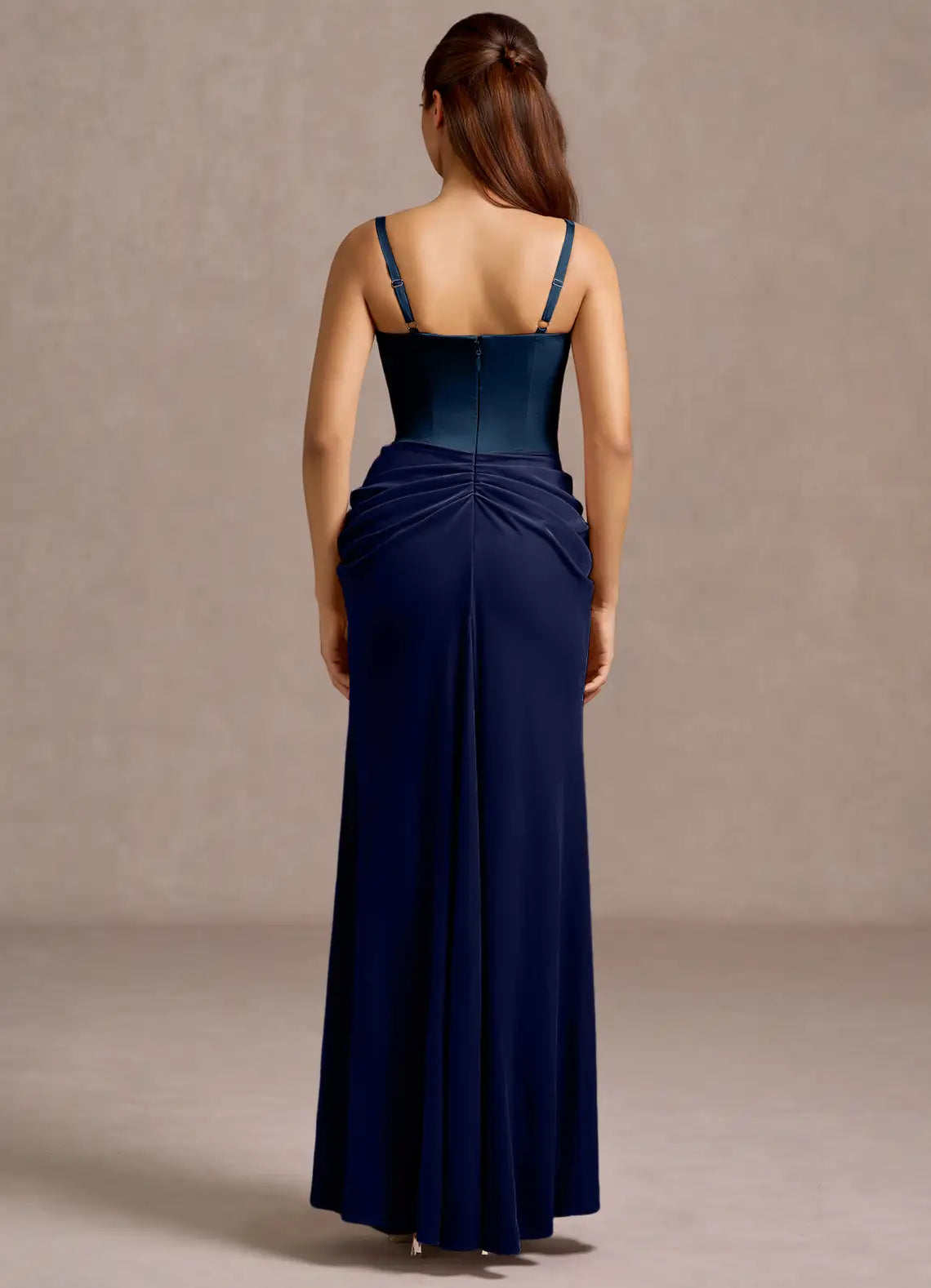 Chic Mermaid Sweetheart Spaghetti Strap Color-Block Floor-Length Evening Dresses