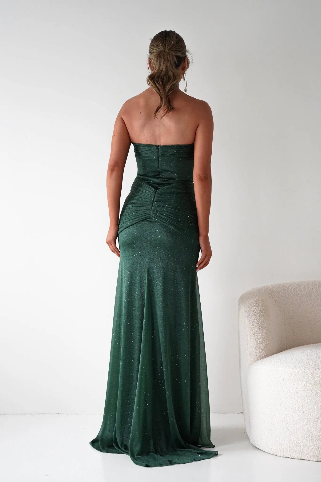 Chic Mermaid Sweetheart Strapless Glitter-Bodice Floor-Length Formal Prom Dresses