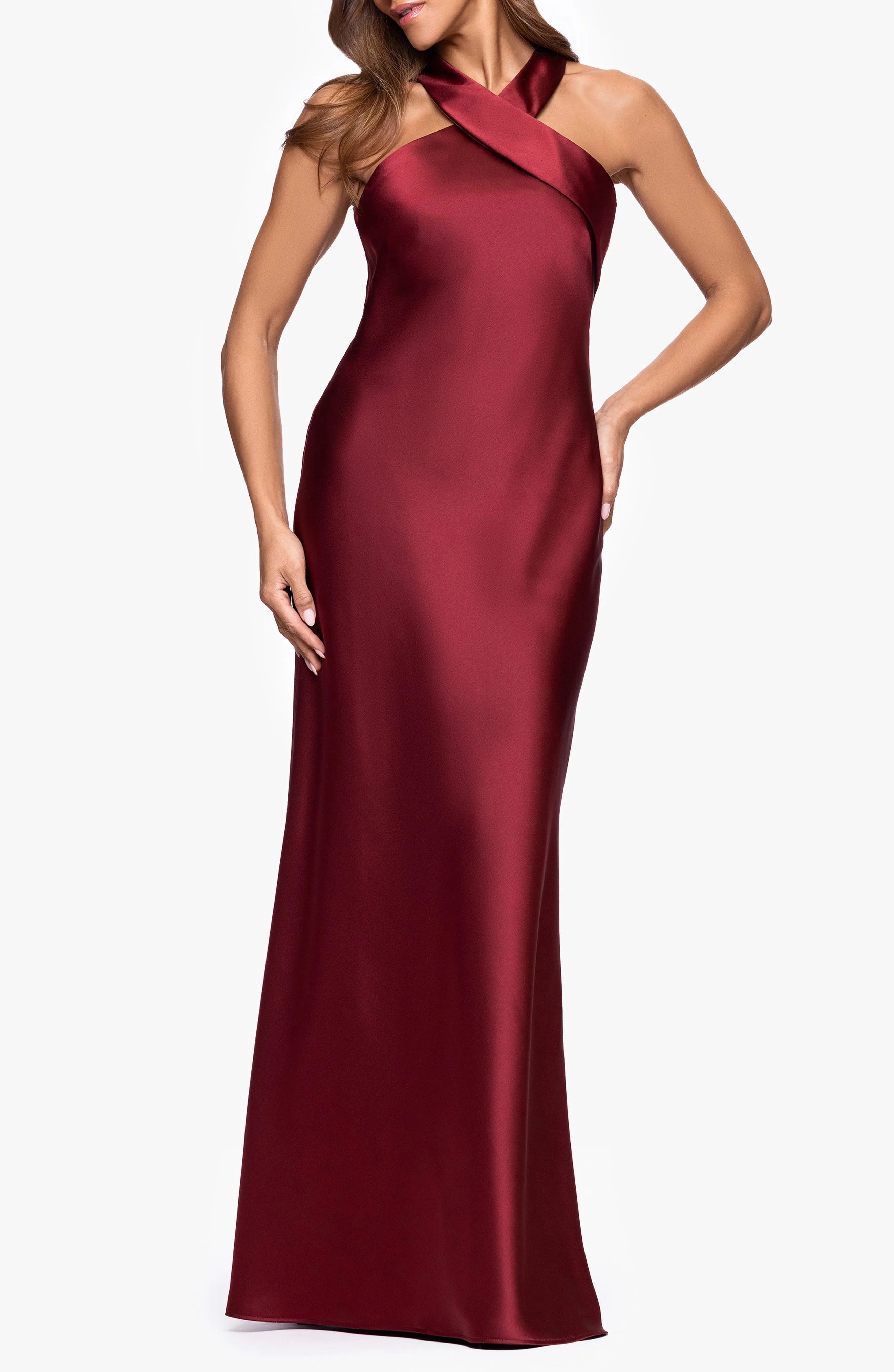 Chic Sheath Cross Halter Neck Sleeveless Floor-Length Evening Dresses