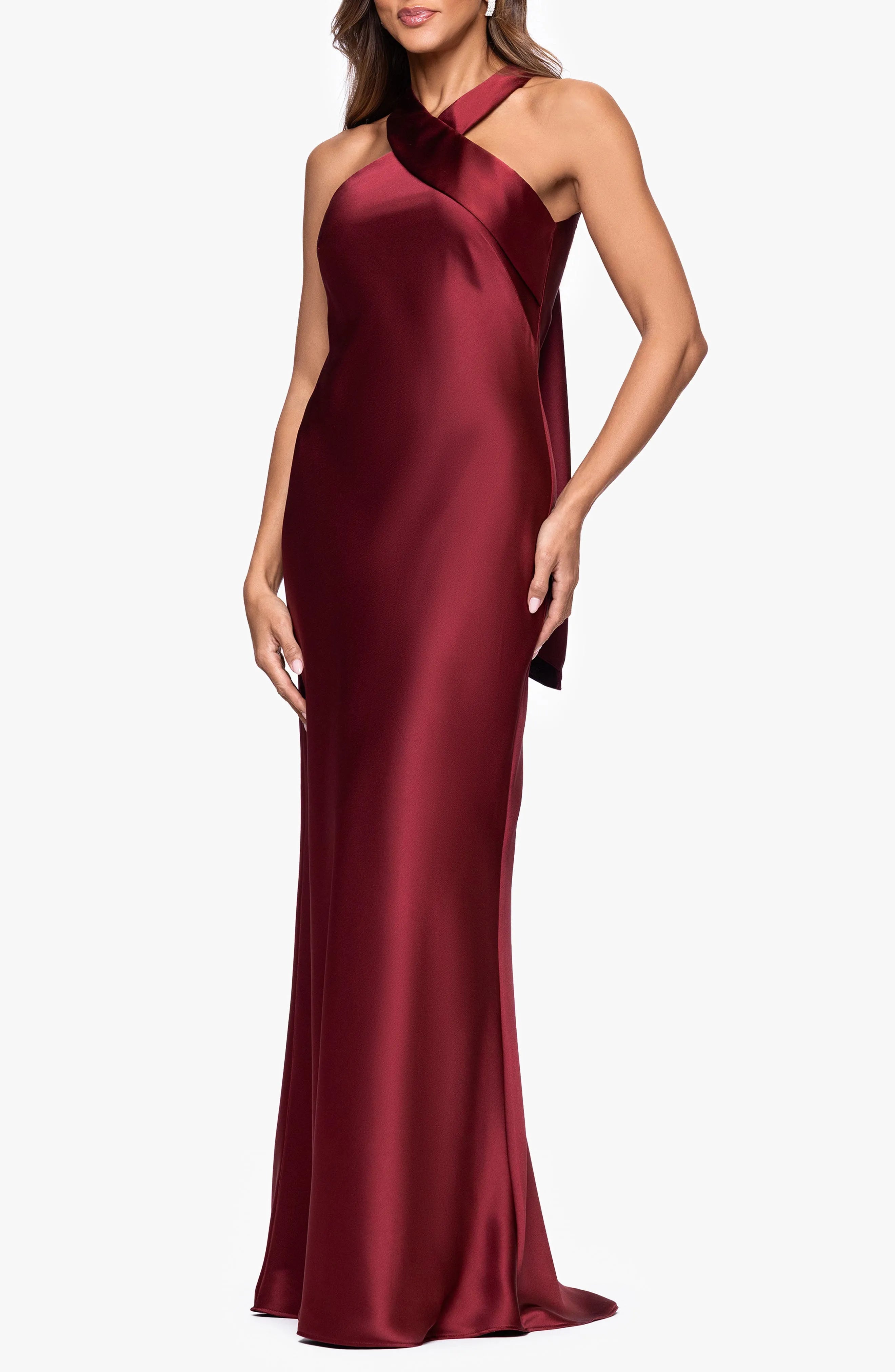 Chic Sheath Cross Halter Neck Sleeveless Floor-Length Evening Dresses