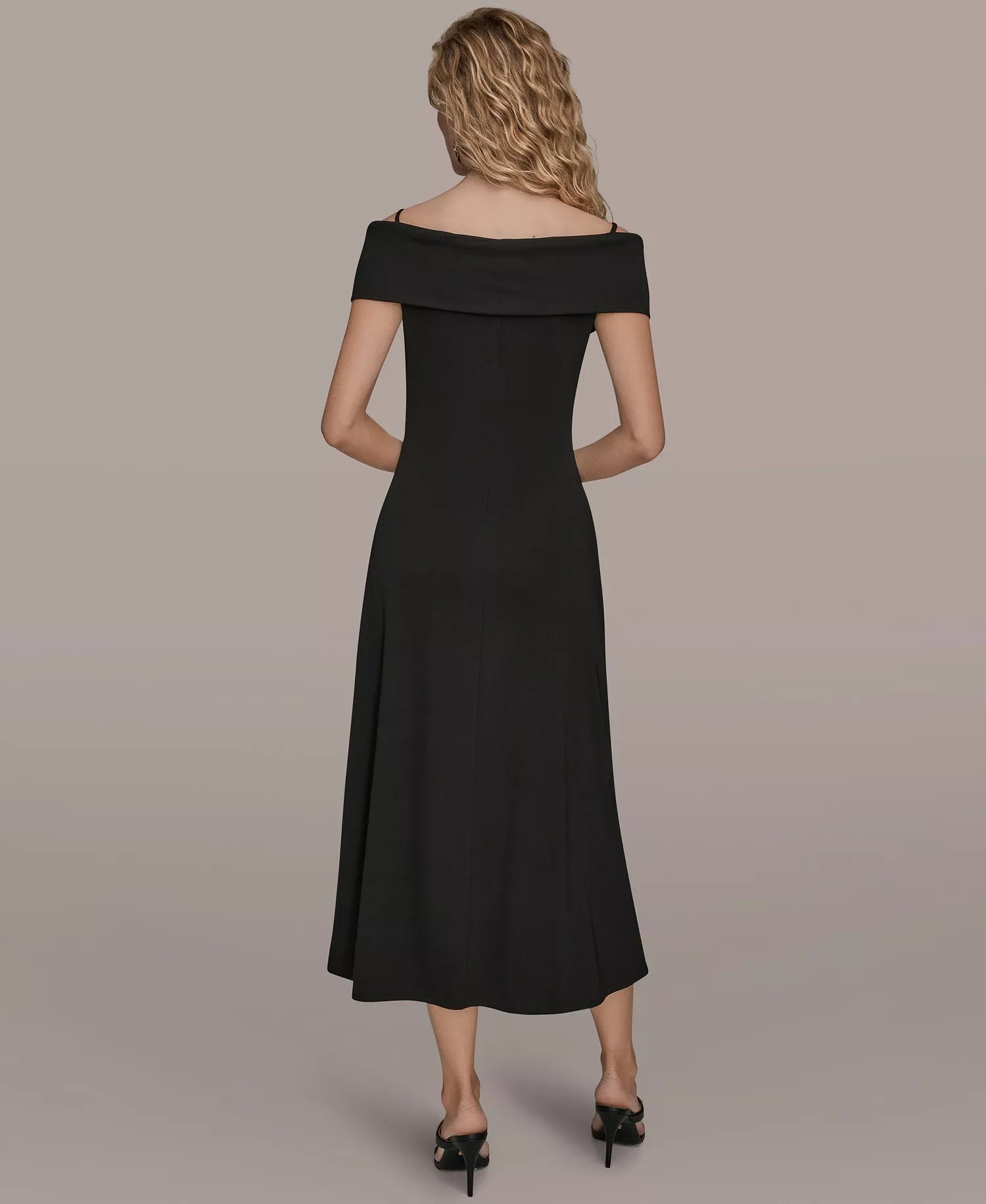 Chic Sheath Deep V Off-Shoulder Sleeveless Zip Back Midi Party Dresses