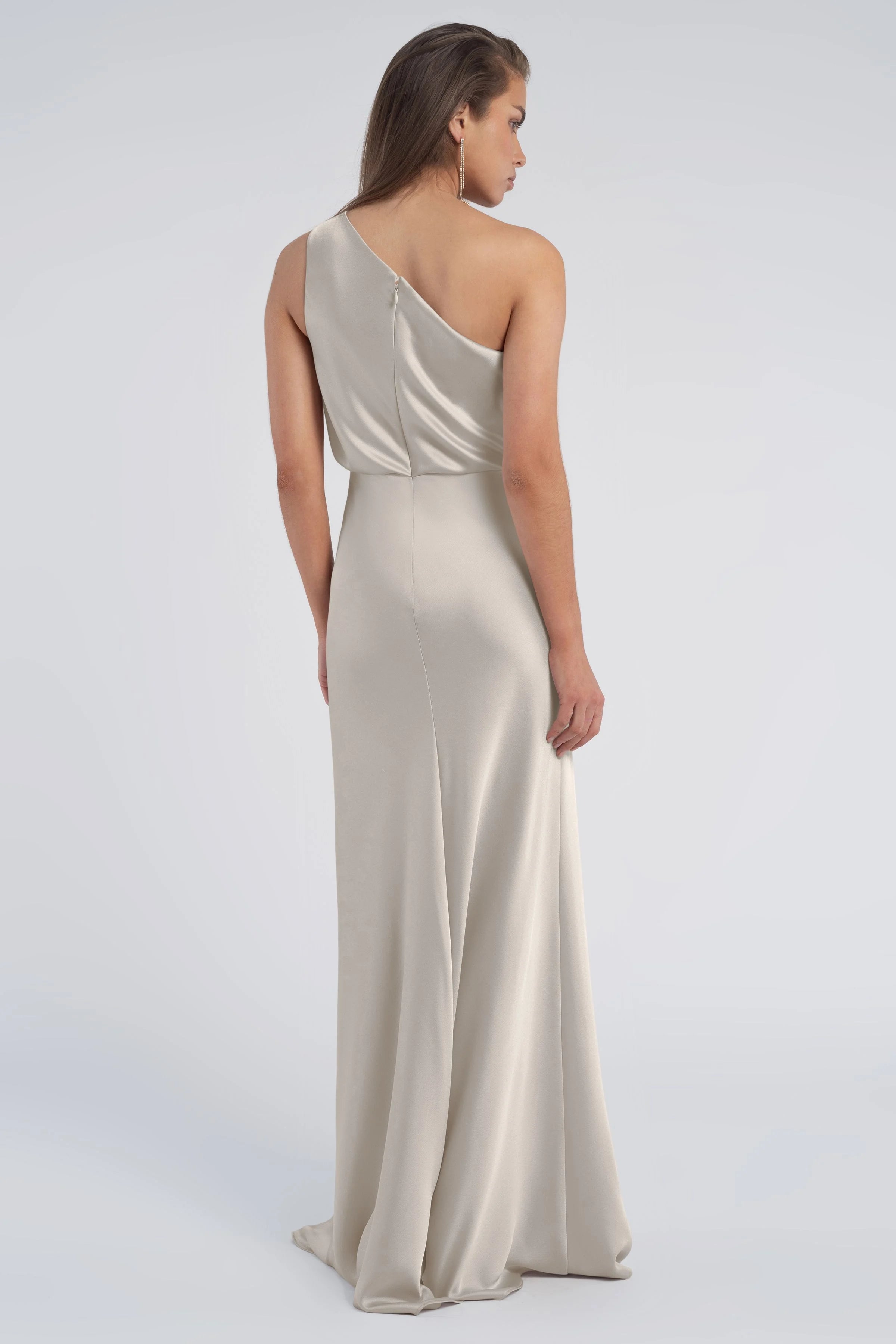 Chic Sheath One-Shoulder Sleeveless Zipper Back Floor-Length Bridesmaid Dresses