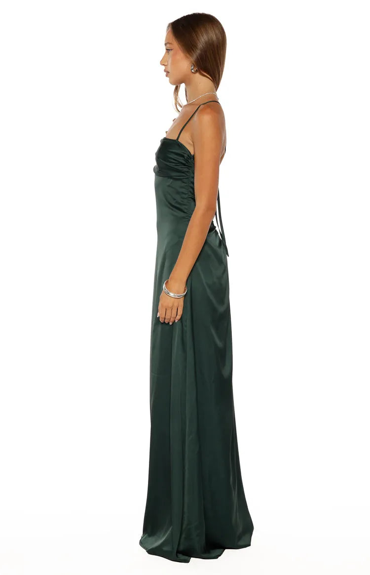 Chic Sheath Square Neck Spaghetti Strap Lace-Up Back Floor-Length Prom Dresses
