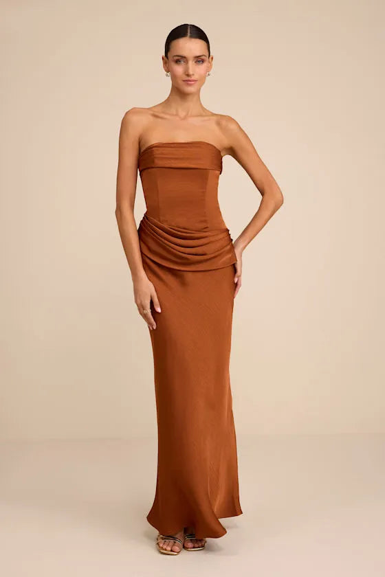 Chic Sheath Strapless Sleeveless Open Back Floor-Length Formal Evening Dresses