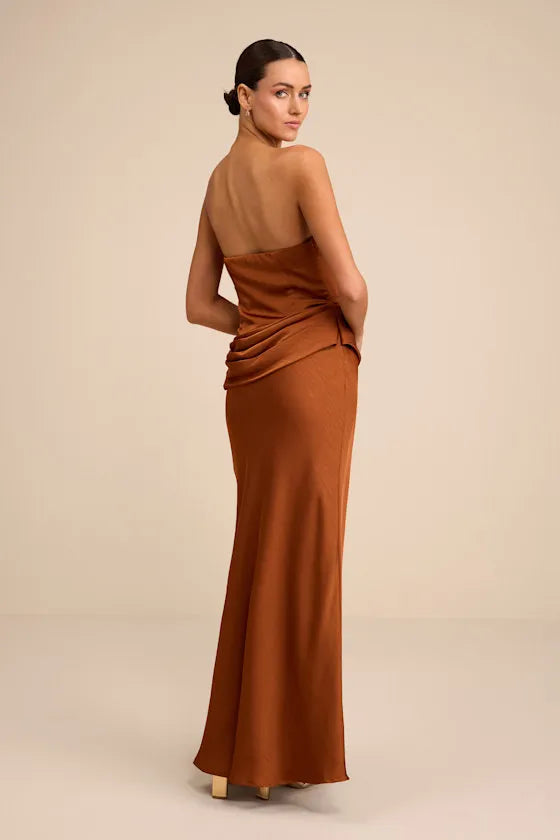 Chic Sheath Strapless Sleeveless Open Back Floor-Length Formal Evening Dresses